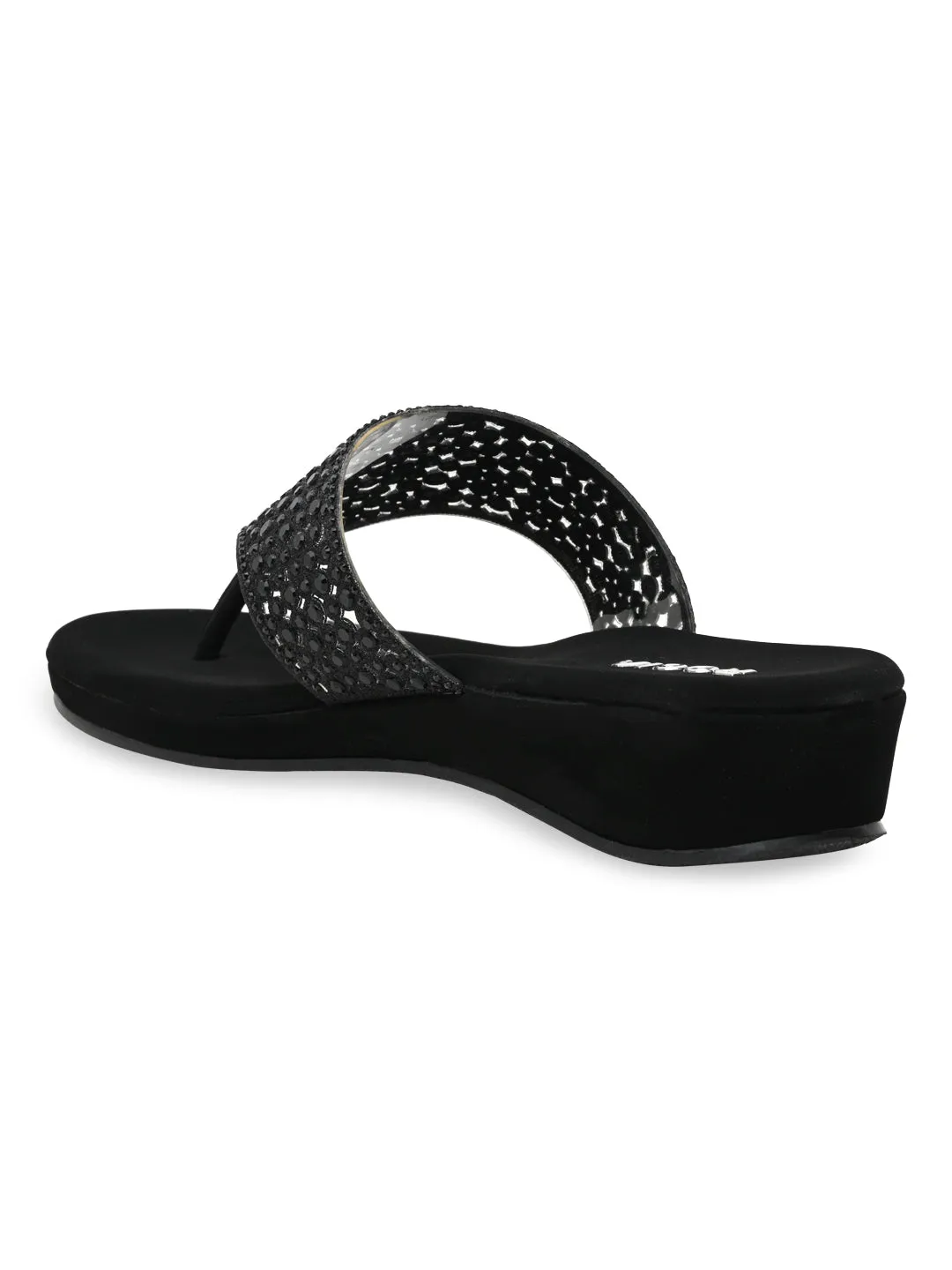 Rocia By Regal Black Women Diamond Mesh Flats