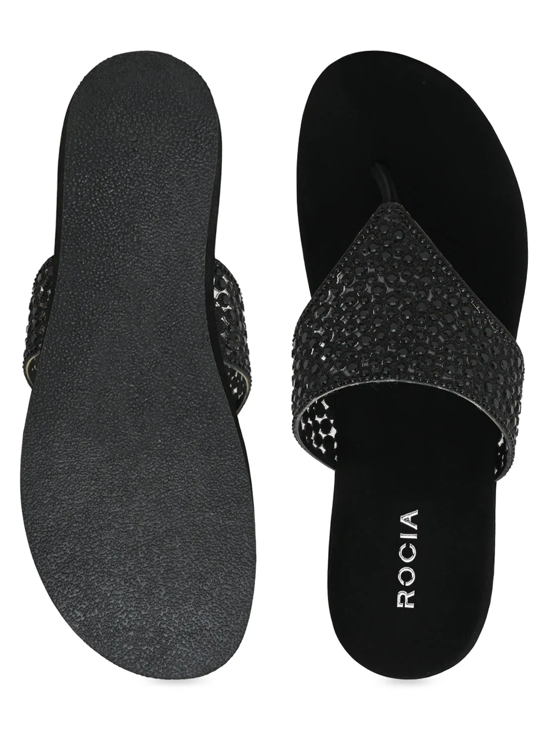 Rocia By Regal Black Women Diamond Mesh Flats
