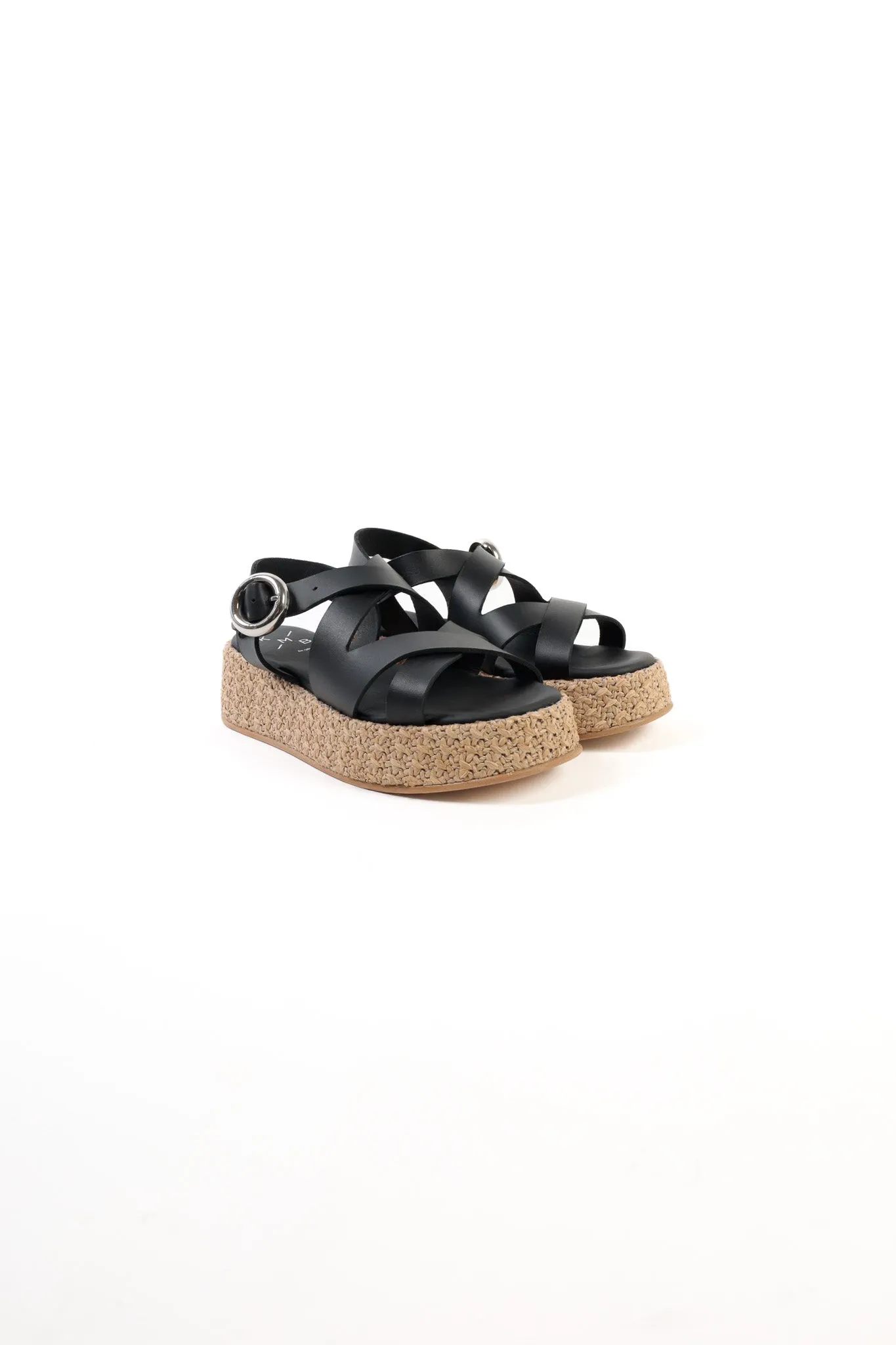 SAM BLACK - Crossover Leather Strap Platform Sandals