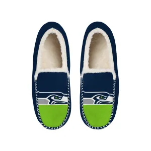 SEATTLE SEAHAWKS MEN'S COLOR BLOCK MOCCASINS