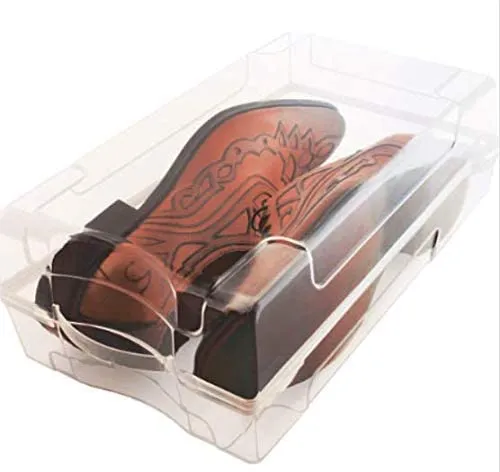 Set of 4 Clear Plastic Stackable Shoe Storage Box Organiser for Men