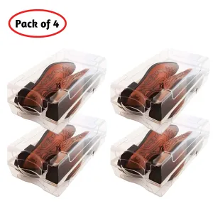 Set of 4 Clear Plastic Stackable Shoe Storage Box Organiser for Men