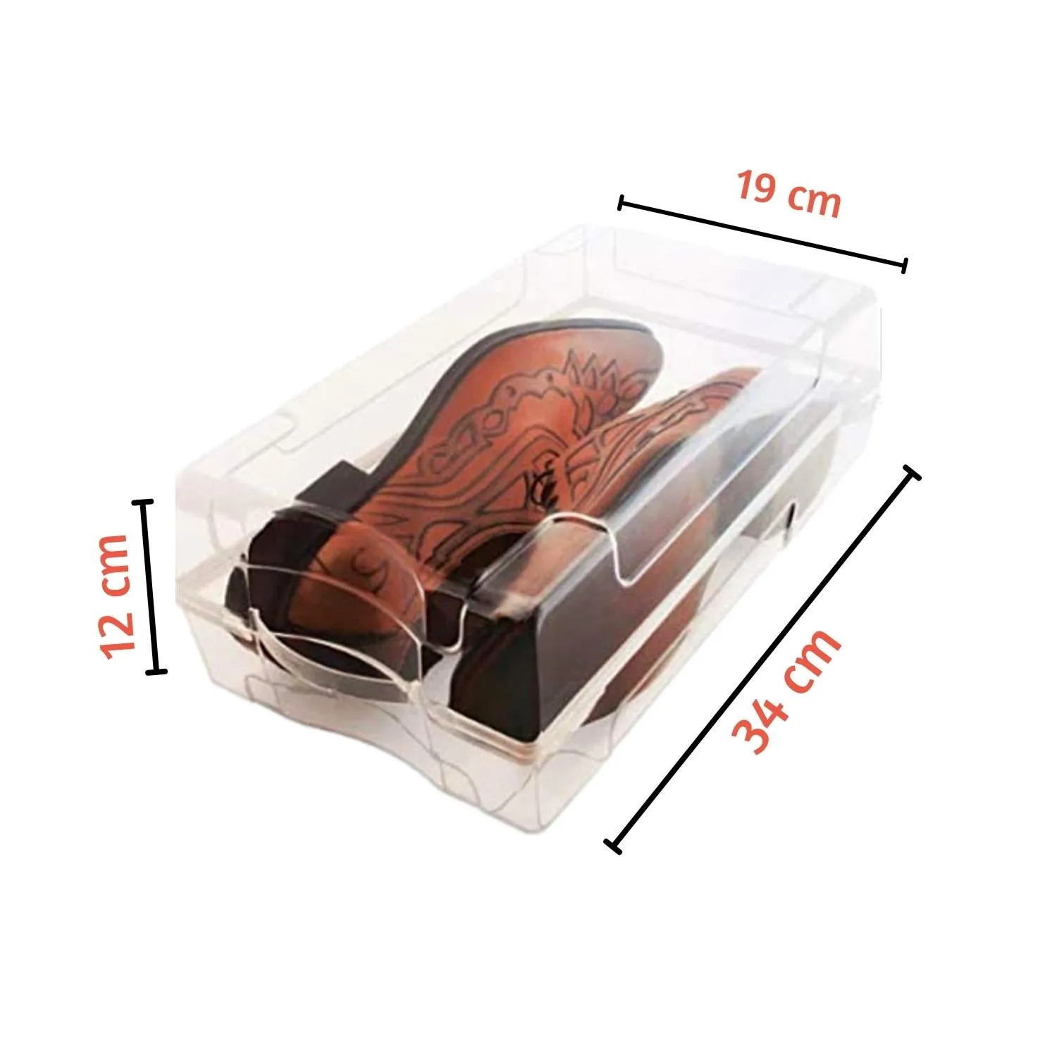 Set of 4 Clear Plastic Stackable Shoe Storage Box Organiser for Men