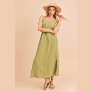 Side Slit Round Neck Sleeveless Tank Dress