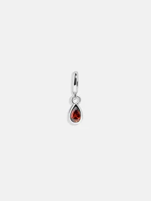 Silver Birthstone Cluster Charm - Ruby
