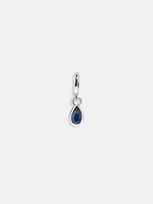 Silver Birthstone Cluster Charm - Sapphire