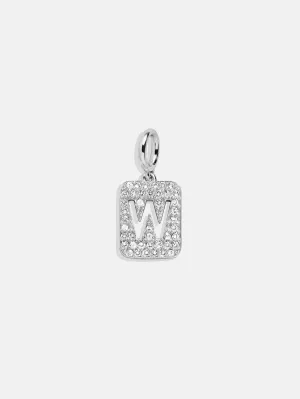Silver Block Pave Cluster Charm - W