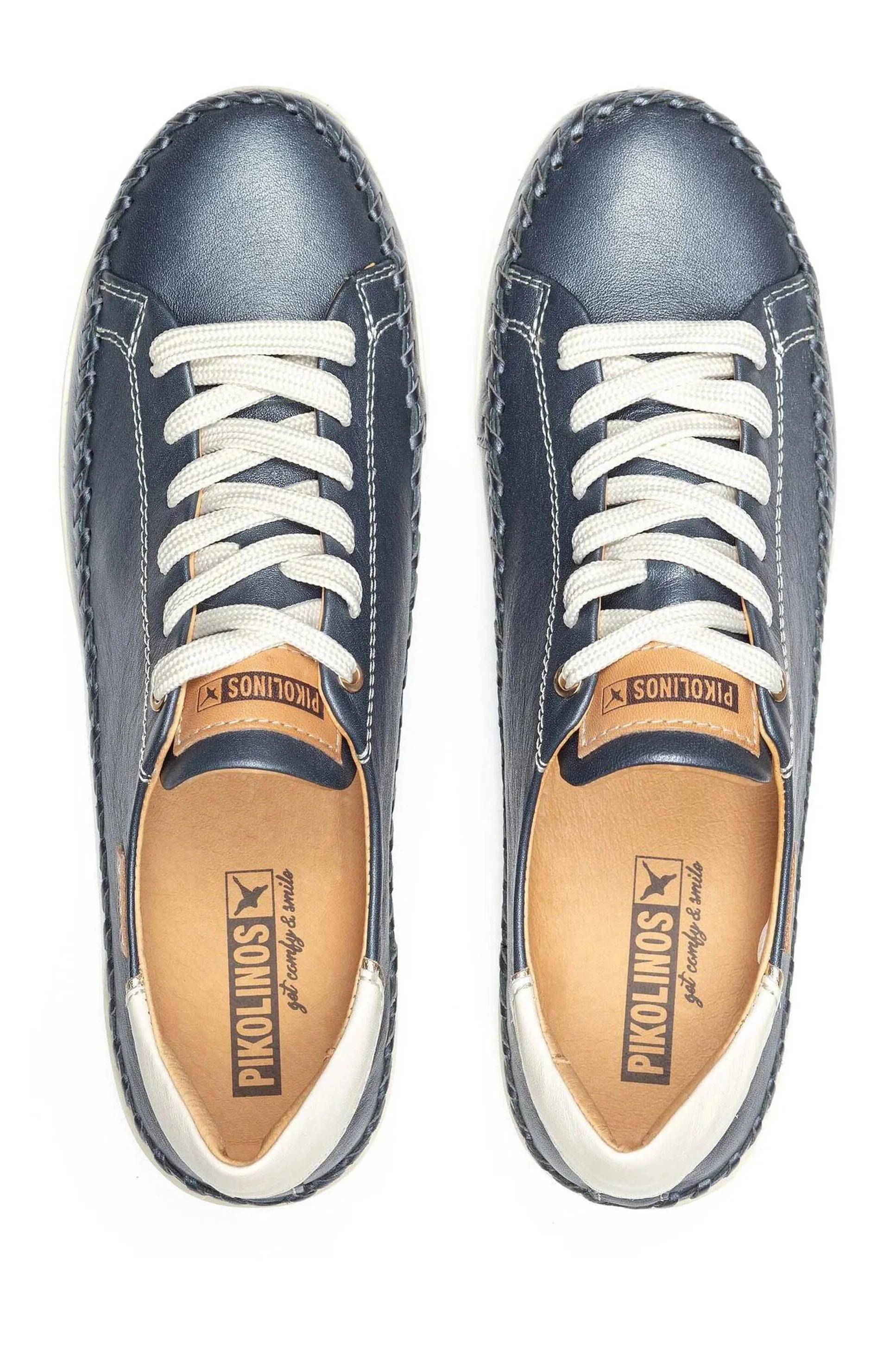 Soller Leather Trainers with Elastic Laces - Blue
