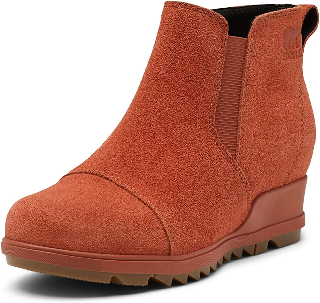 Sorel Women's Evie Pull-On Bootie  Waterproof Suede Leather  Wedge Ankle Booties