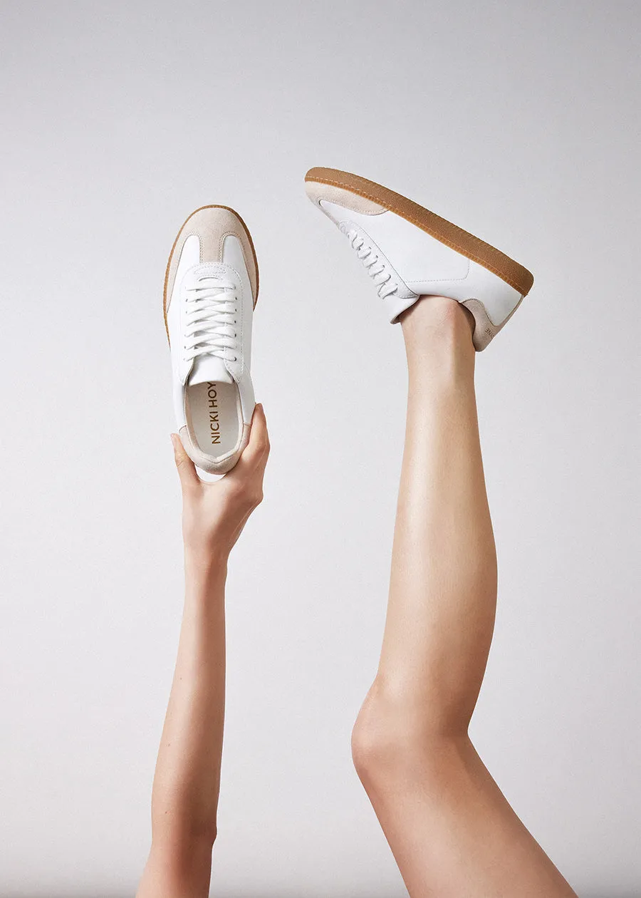 Sporty Trainer - White/Beige Suede