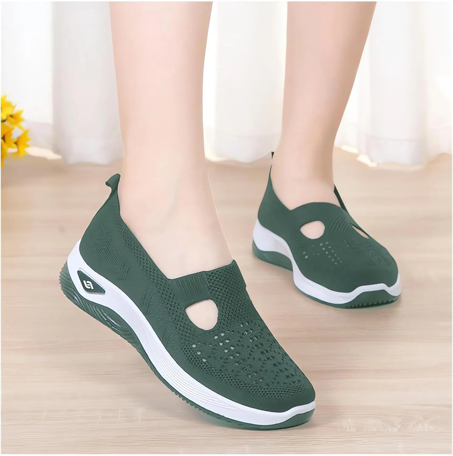 Thatrich Orthopedic Shoes for Women Breathable Soft Slip On Sneakers Comfort Mesh Up Stretch Sneaker Diabetic Walking Shoes