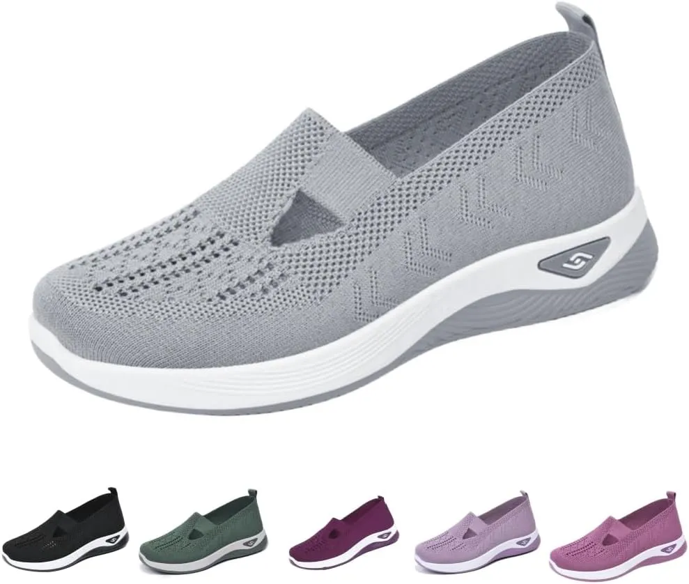 Thatrich Orthopedic Shoes for Women Breathable Soft Slip On Sneakers Comfort Mesh Up Stretch Sneaker Diabetic Walking Shoes