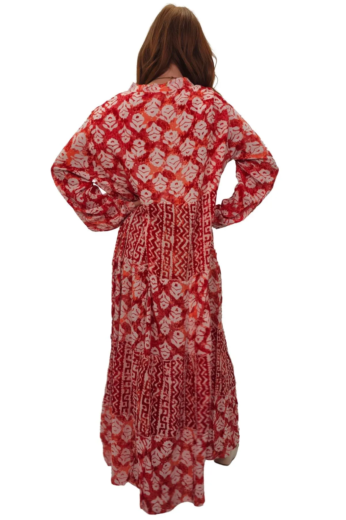 Tie Dye Multi Geometric Print Maxi Summer Style Dress