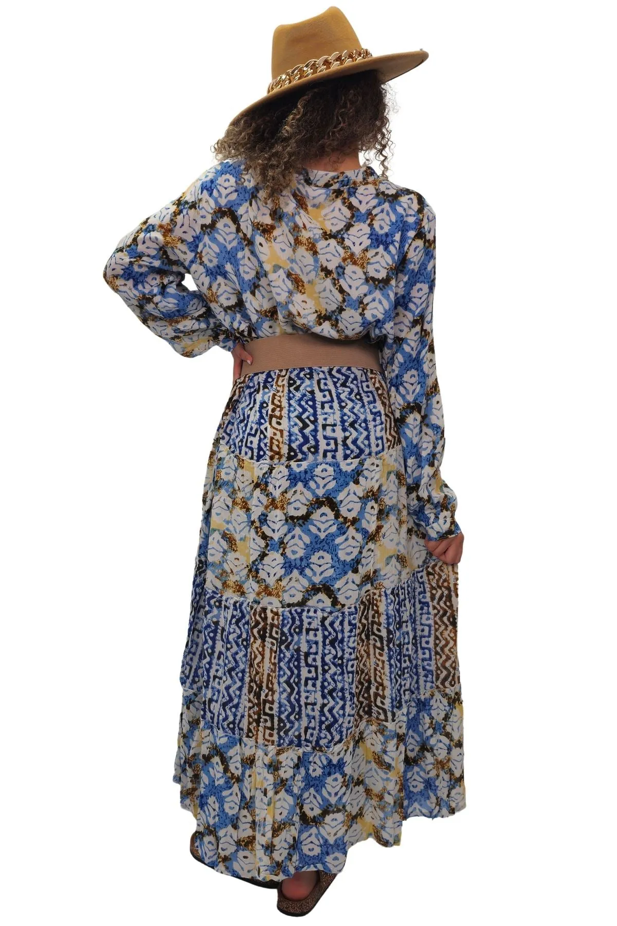 Tie Dye Multi Geometric Print Maxi Summer Style Dress