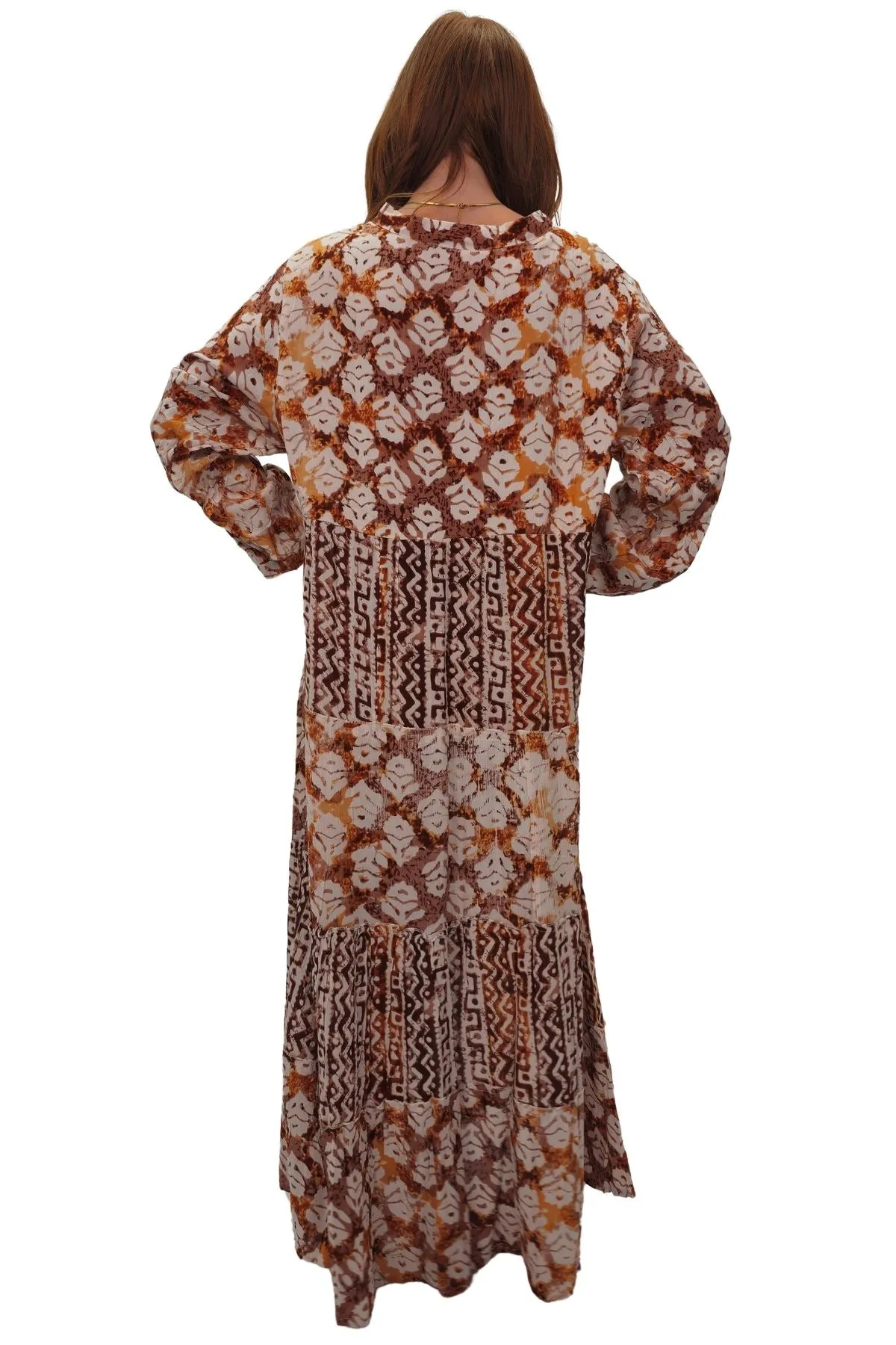 Tie Dye Multi Geometric Print Maxi Summer Style Dress