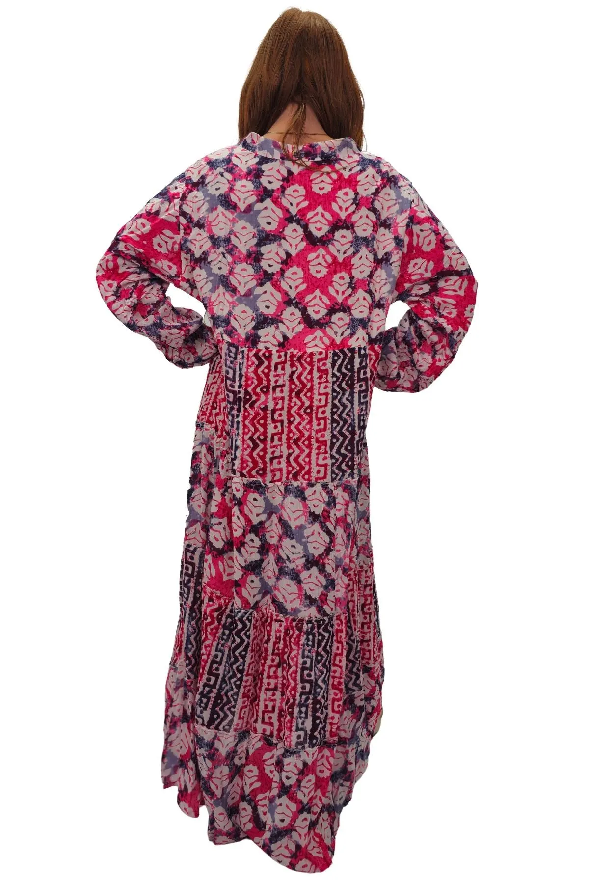 Tie Dye Multi Geometric Print Maxi Summer Style Dress