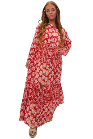 Tie Dye Multi Geometric Print Maxi Summer Style Dress
