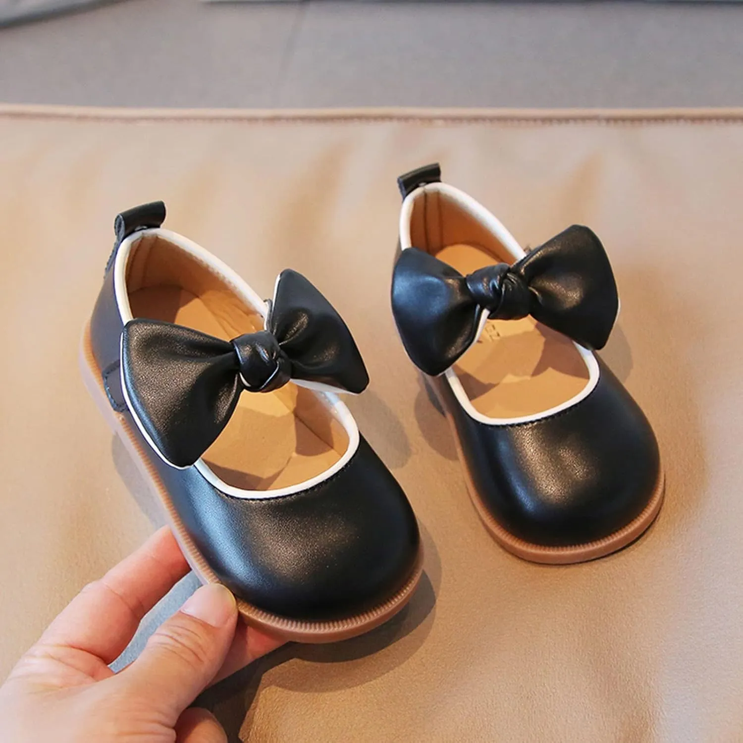 Toddler Girl Mary Jane Dress Shoes with Bow Flower Girl Shoes Little Girl School Uniform Shoes Girls School Dress Shoes