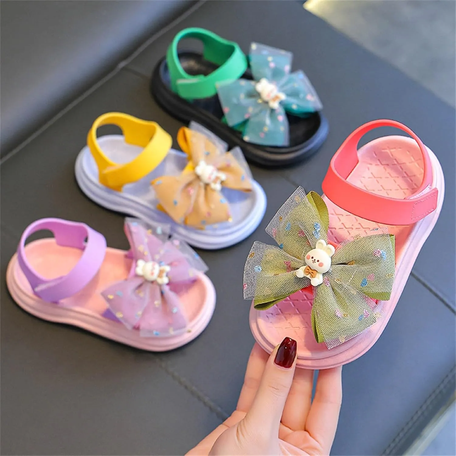Toddler Girl Sandals Flower Girl Dress Shoes Open Toe Little Kid Summer Flats Bowknot Princess Summer Soft Sandals