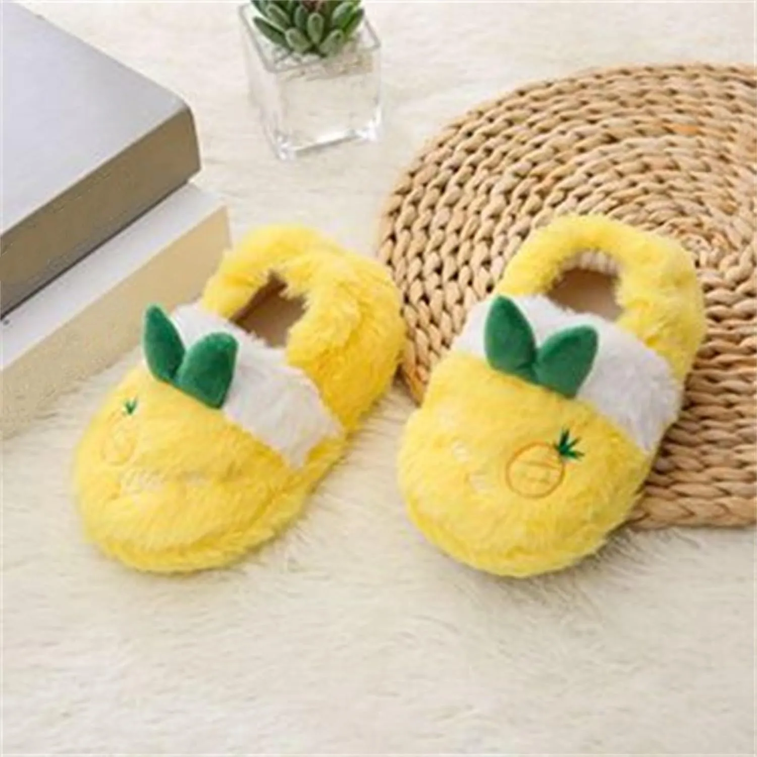 Toddler Girl Slippers House with Children's Winter Cute Peach Warm Plush Cotton Slippers Glitter Foam Star