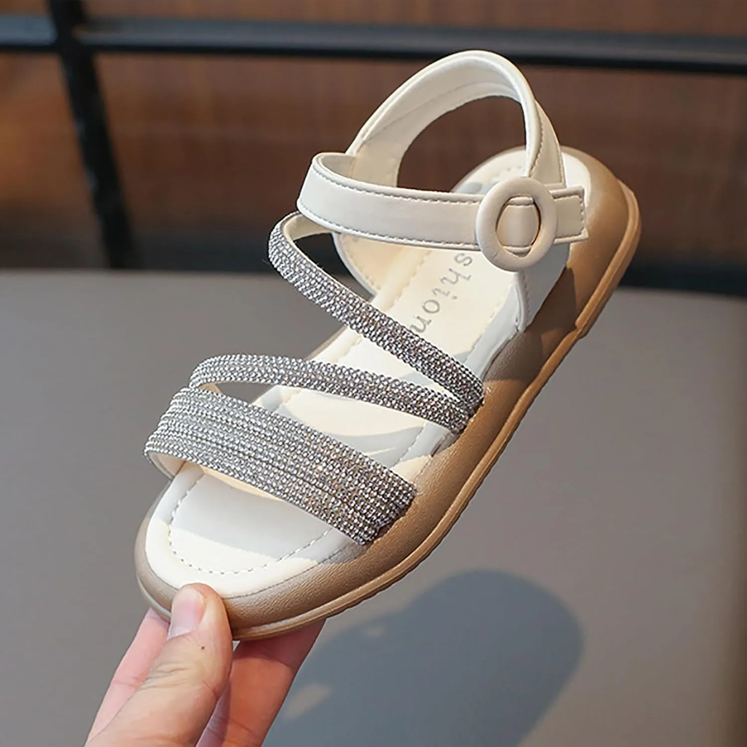 Toddler Girls Glitter Flat Sandals Girl Summer Princess Dress Shoes Non-Slip Open Toe Sandals Casual Shoes