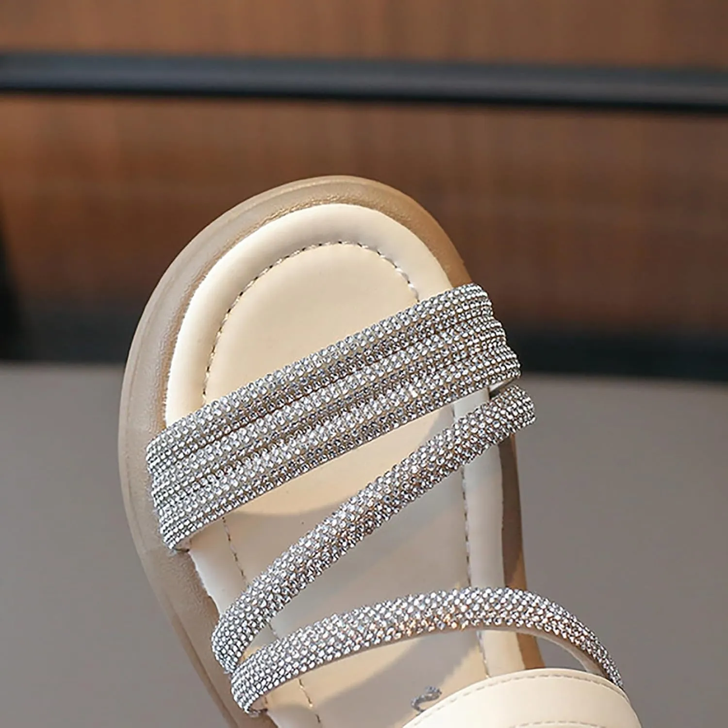 Toddler Girls Glitter Flat Sandals Girl Summer Princess Dress Shoes Non-Slip Open Toe Sandals Casual Shoes