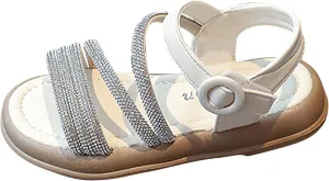 Toddler Girls Glitter Flat Sandals Girl Summer Princess Dress Shoes Non-Slip Open Toe Sandals Casual Shoes