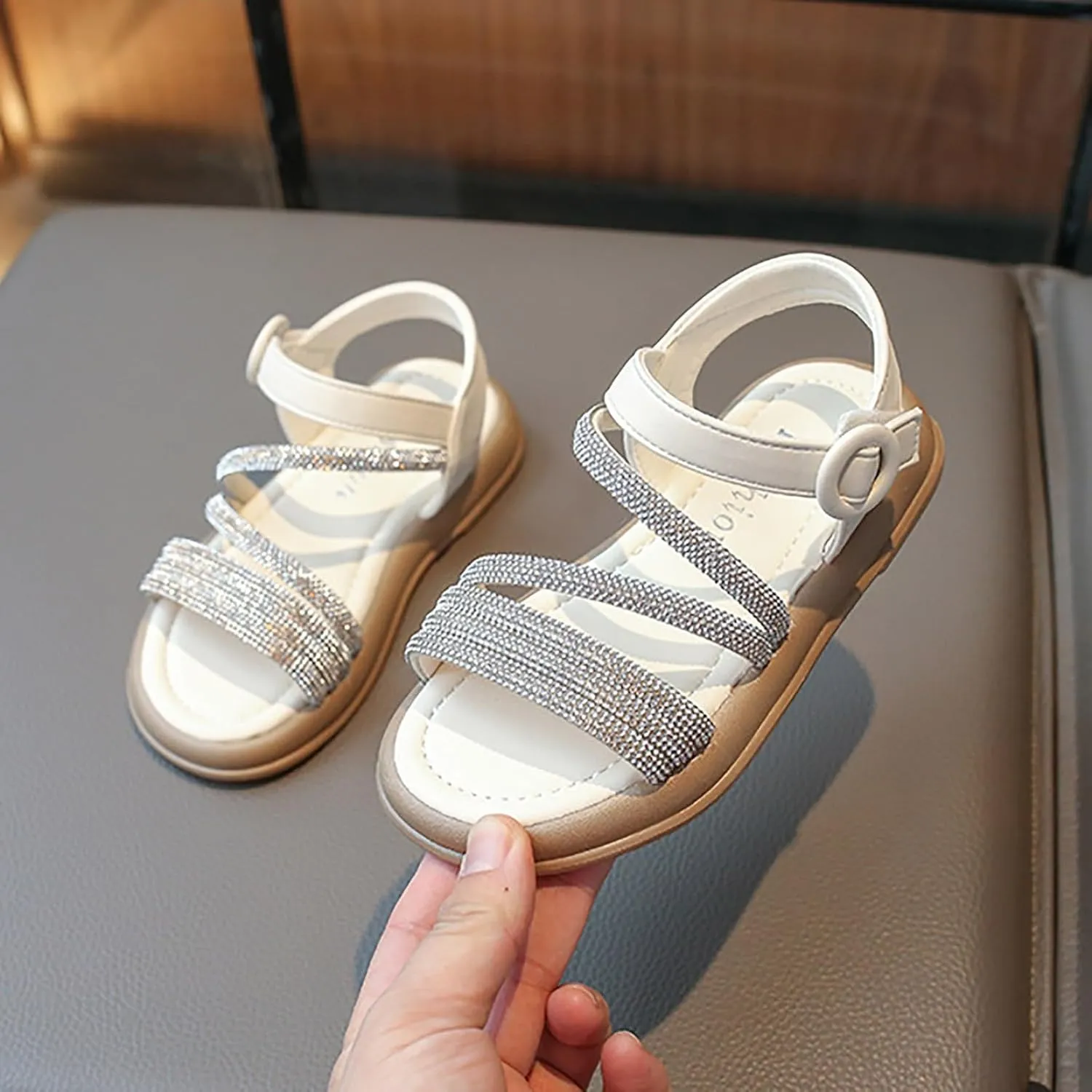 Toddler Girls Glitter Flat Sandals Girl Summer Princess Dress Shoes Non-Slip Open Toe Sandals Casual Shoes