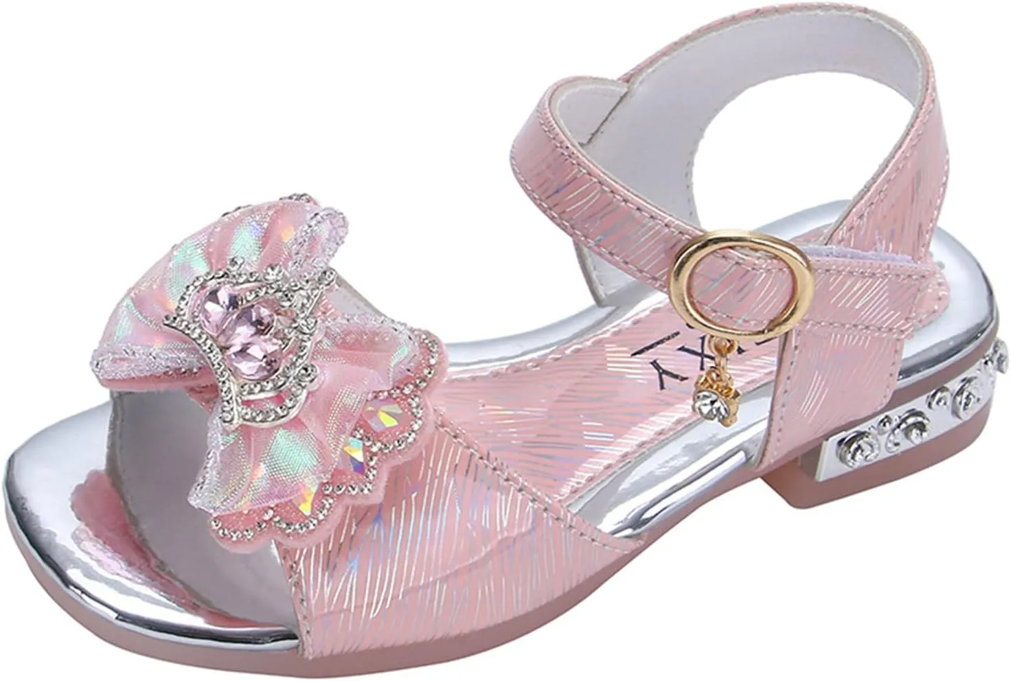 Toddler Girls Sandals Infant Bow Glitter Summer School Dress Shoes Kid Square Open Toe Buckle Low Heel Sandal