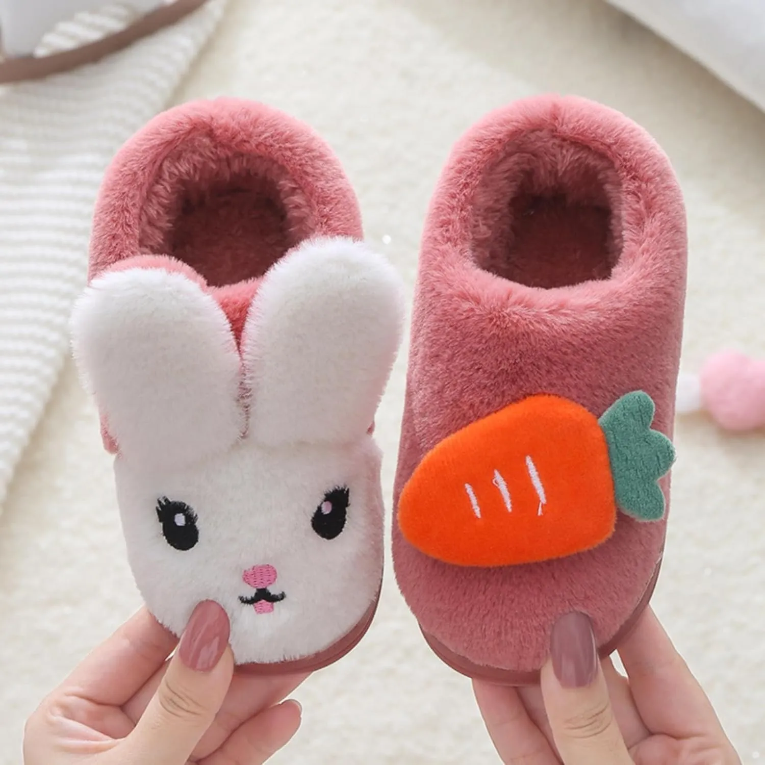 Toddler House Slippers Winter Boys Girls Warm Fuzzy Slippers Kids Non-Slip Indoor Outdoor Household Shoes