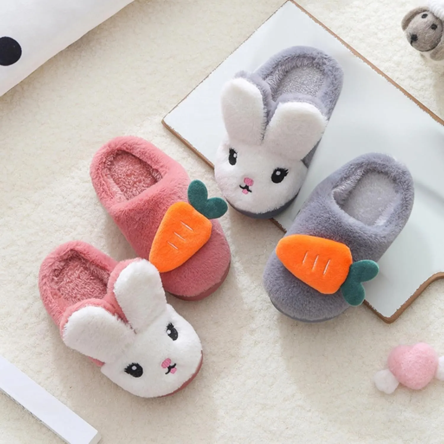Toddler House Slippers Winter Boys Girls Warm Fuzzy Slippers Kids Non-Slip Indoor Outdoor Household Shoes