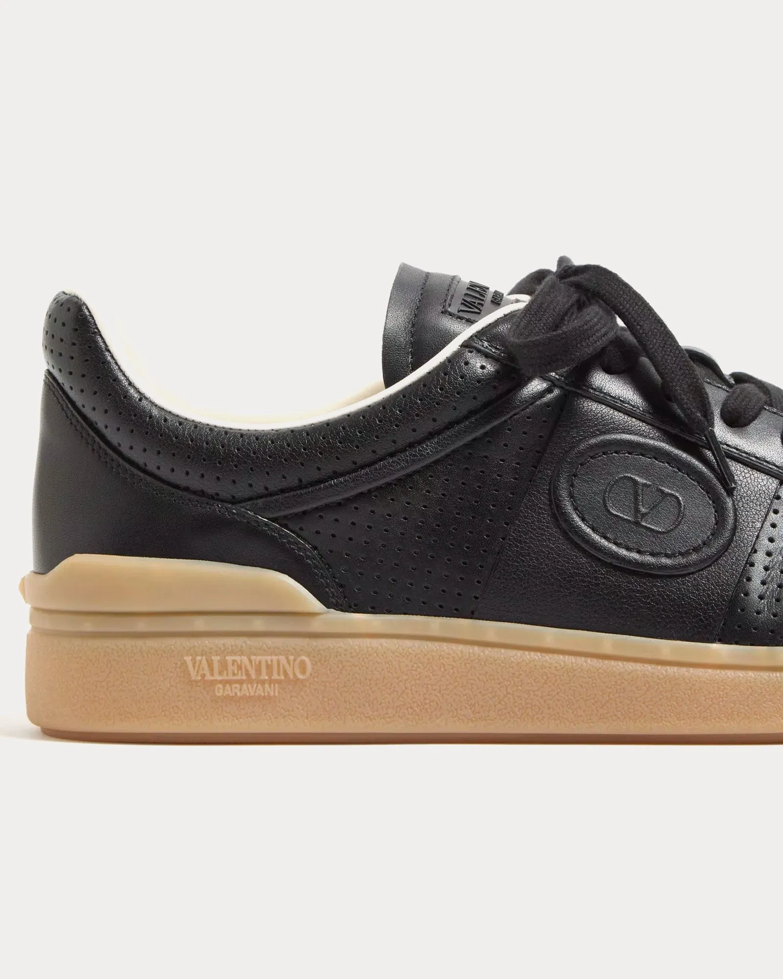 Upvillage Perforated Nappa Leather Black Low Top Sneakers