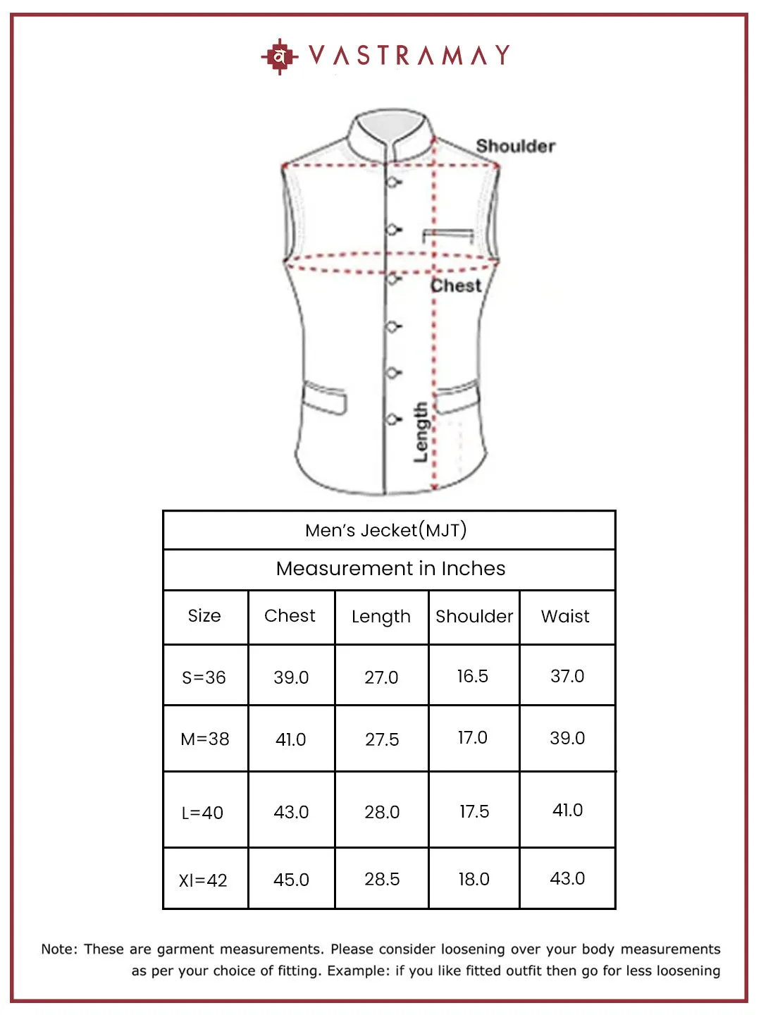 VASTRAMAY Men's - Satin Silk Nehru Jacket