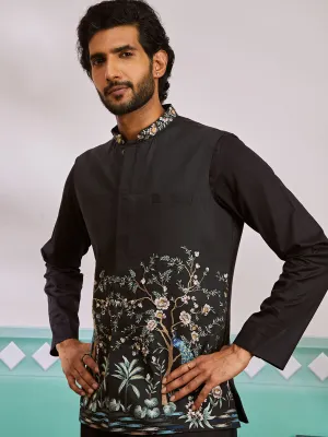 VASTRAMAY Men's - Satin Silk Nehru Jacket