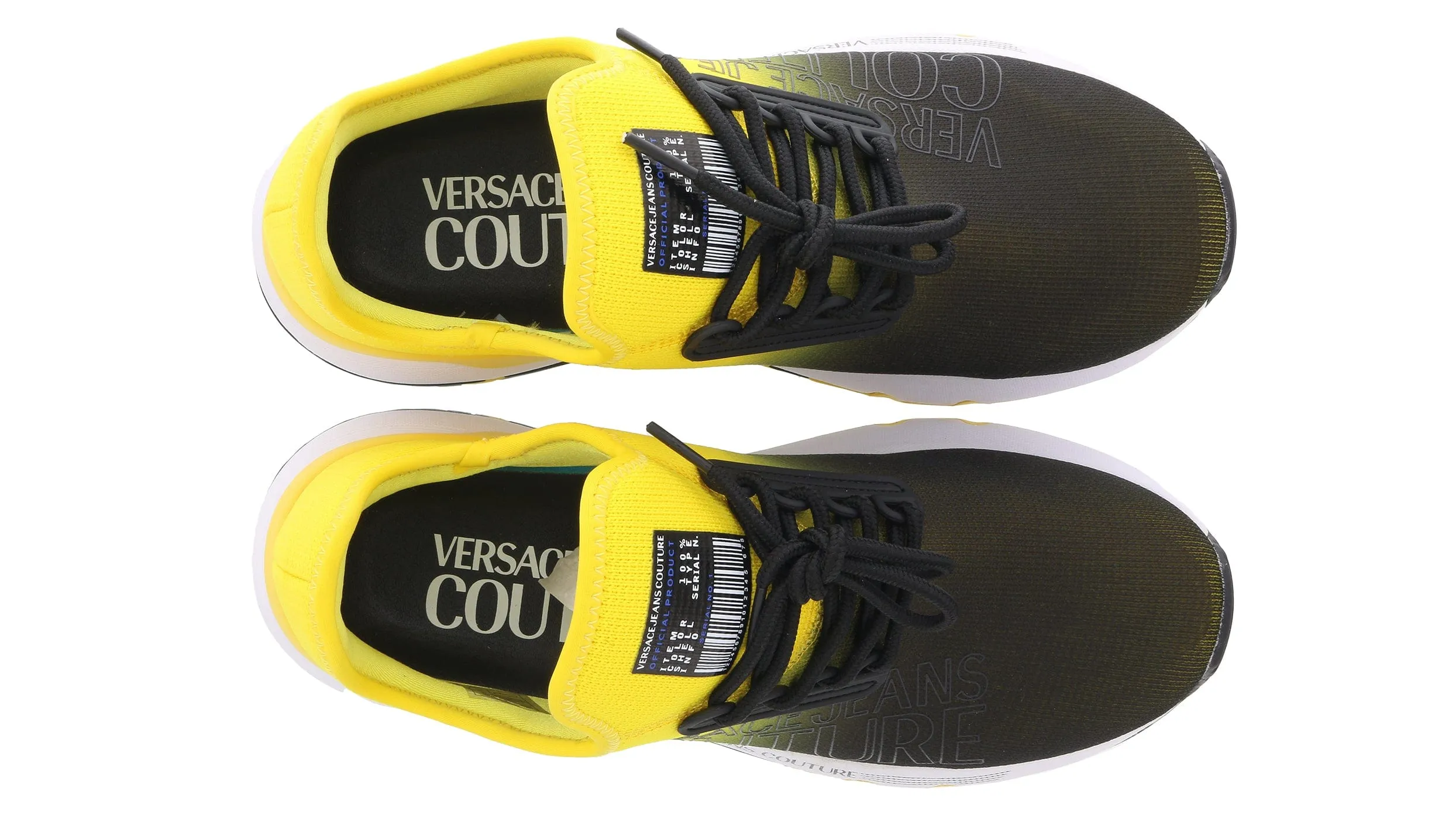 Versace Jeans Couture Yellow/Black Gradient Lace Up Athletic Sneakers