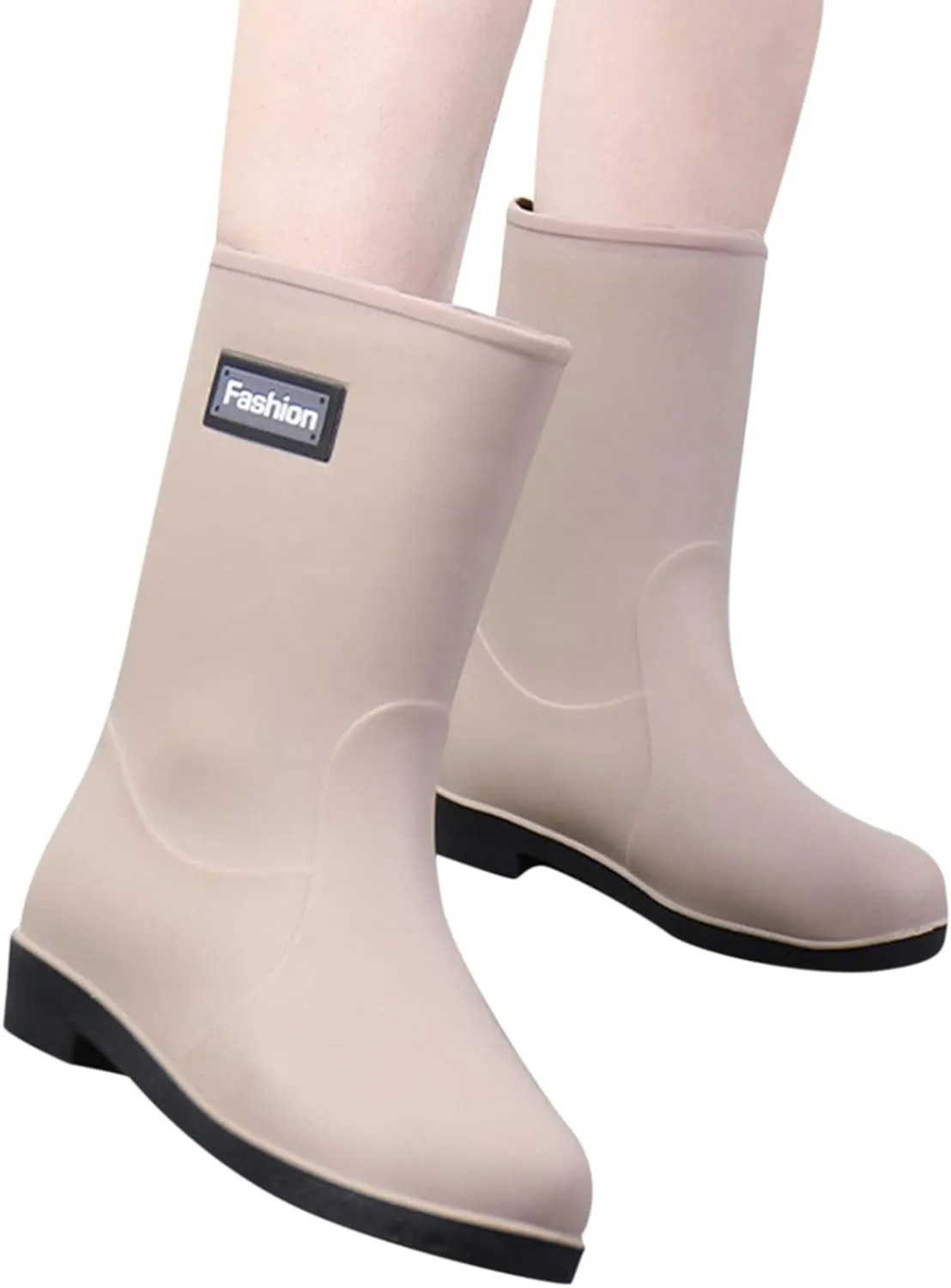Women Wide Calf Rain Boots Light Waterproof Anti Slip PVC Rubber Garden Boot Matte Surface Work Walking Rain Shoes