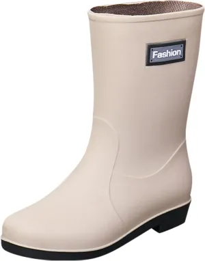 Women Wide Calf Rain Boots Light Waterproof Anti Slip PVC Rubber Garden Boot Matte Surface Work Walking Rain Shoes