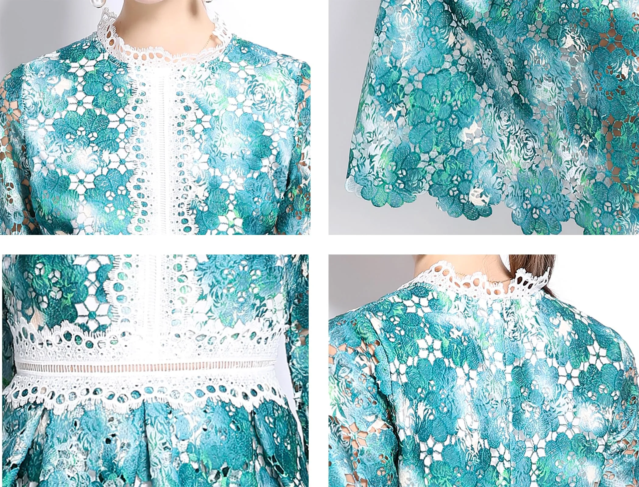 Womens 3/4 Sleeve Floral Print Midi Dress