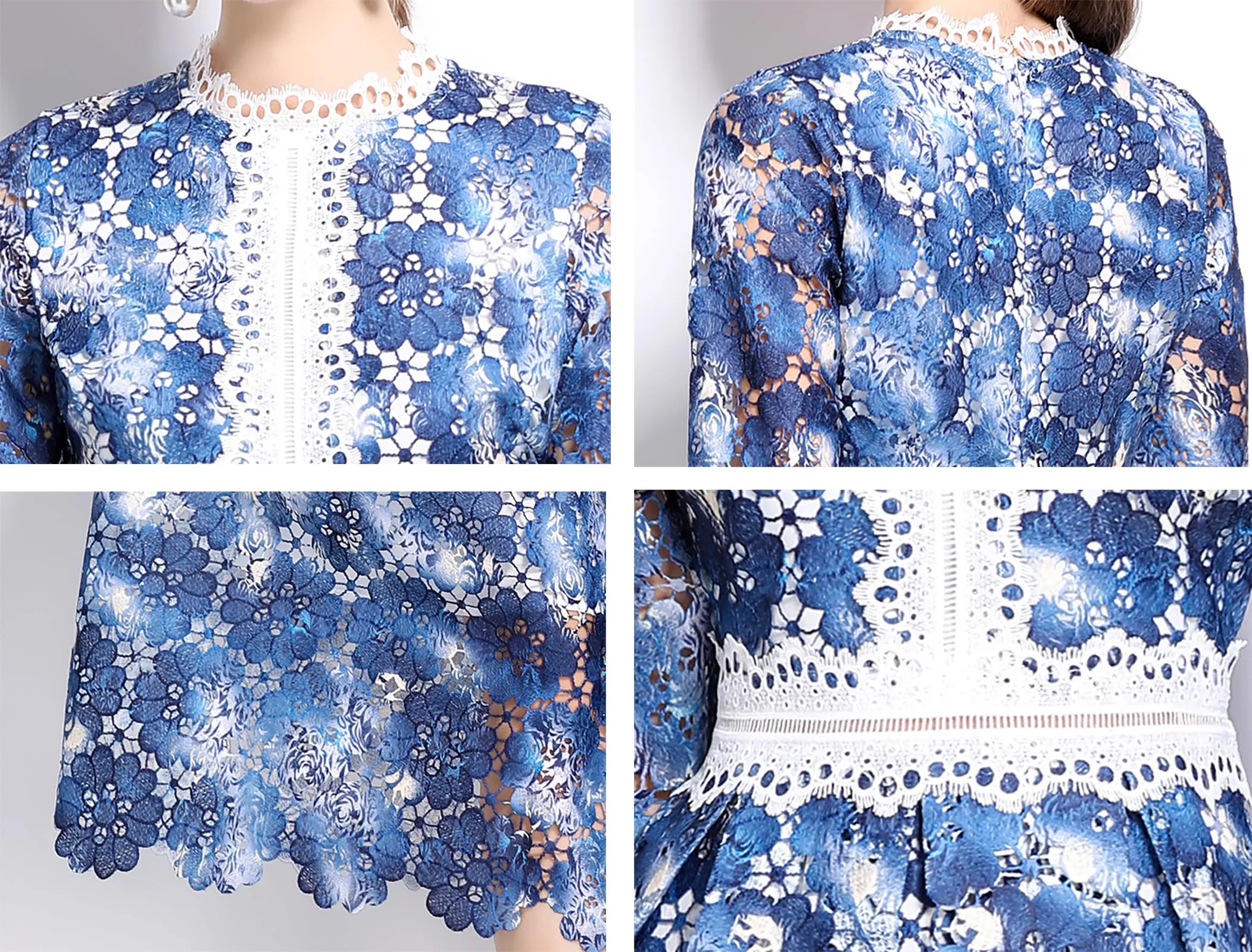 Womens 3/4 Sleeve Floral Print Midi Dress