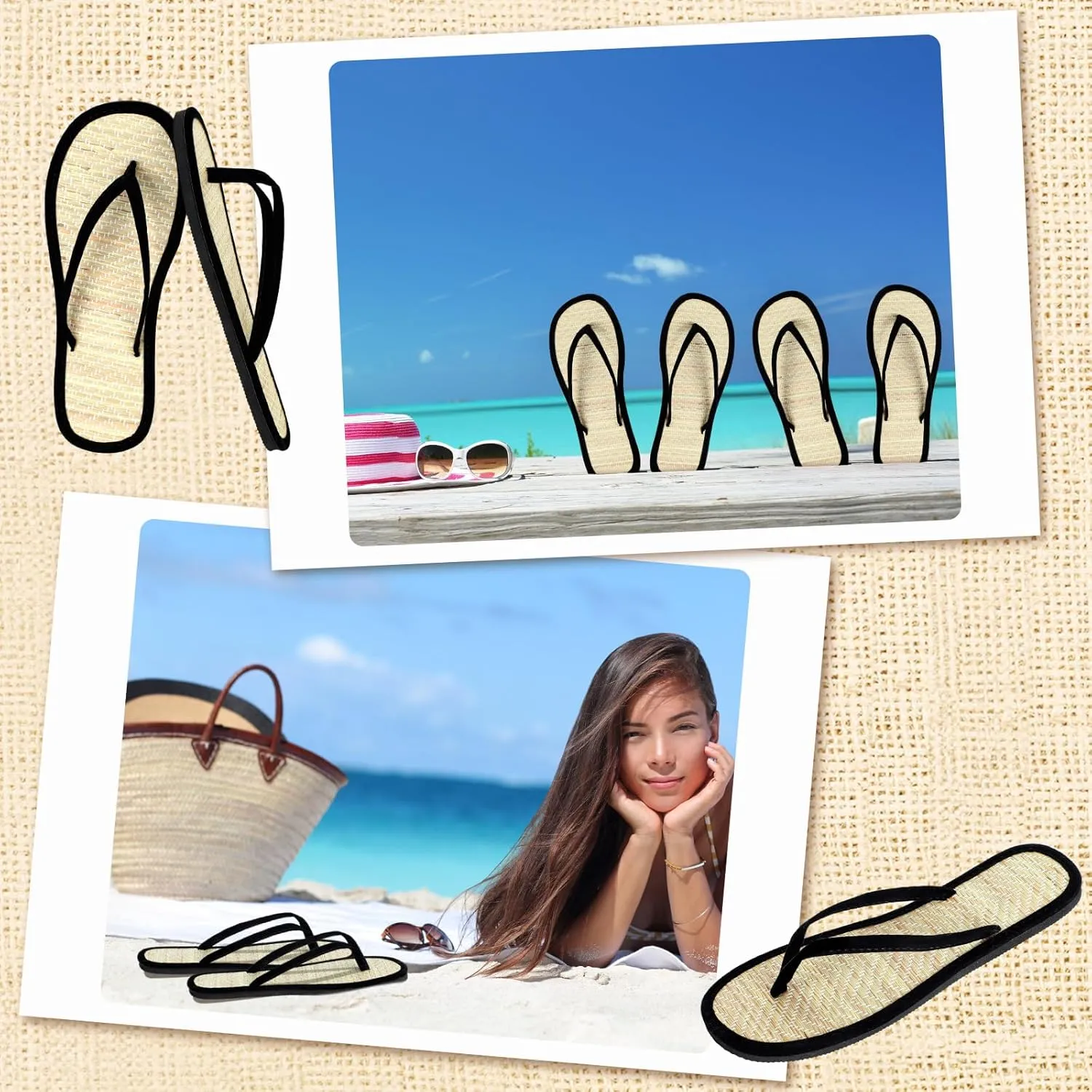 Women's Bamboo Flip Flop Non Slip Lightweight Indoor Summer Beach Sandals Woven Straw Bamboo Slippers