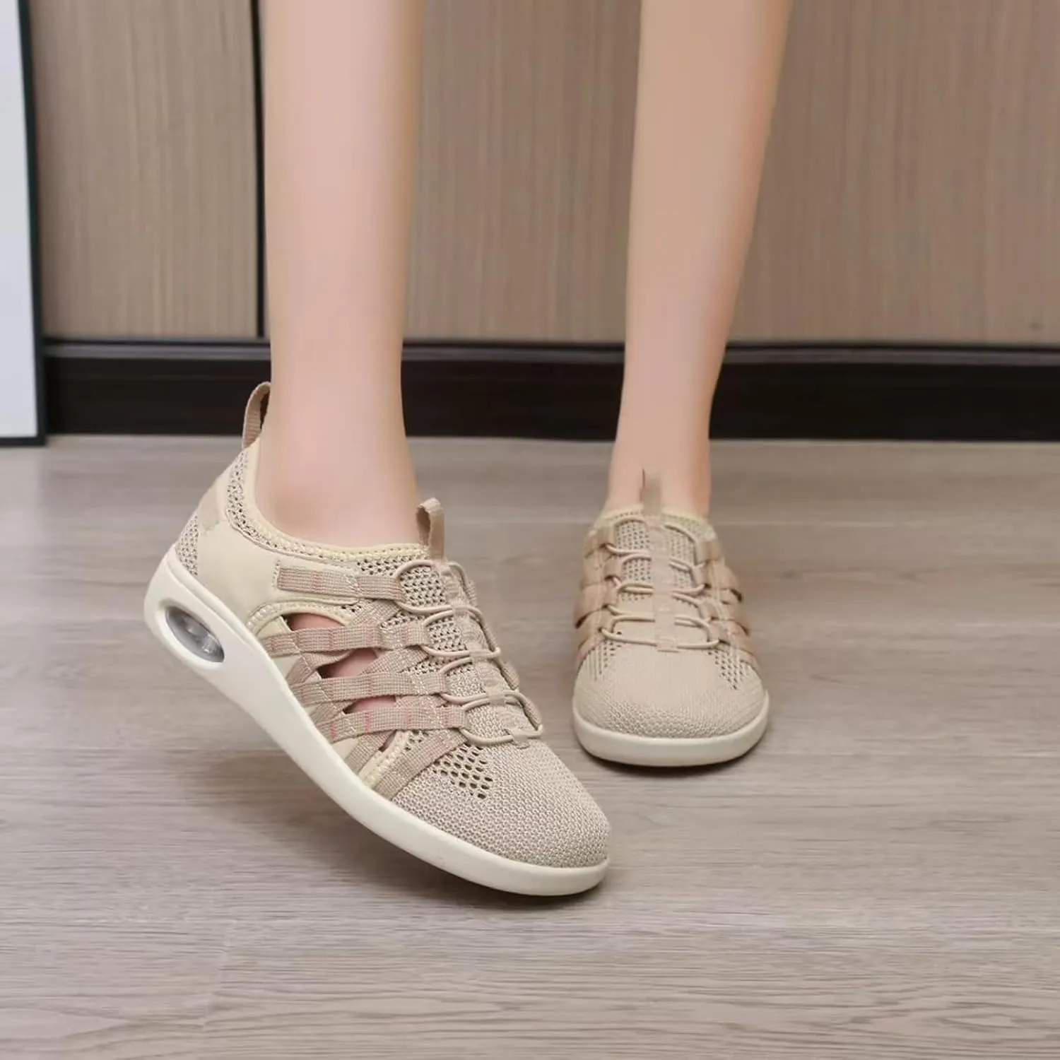 Womens Breathable Mesh Air Cushion Slip-On Loafers Summer Lightweight Casual Nurse Workout Walking Shoes