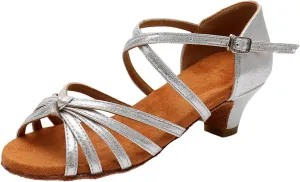 Women's Dance Shoes Ankle Strap Latin Dancing Heels Fashion Soft Sole Comfortable Ballroom Wedding Dancing (Silver, 9)