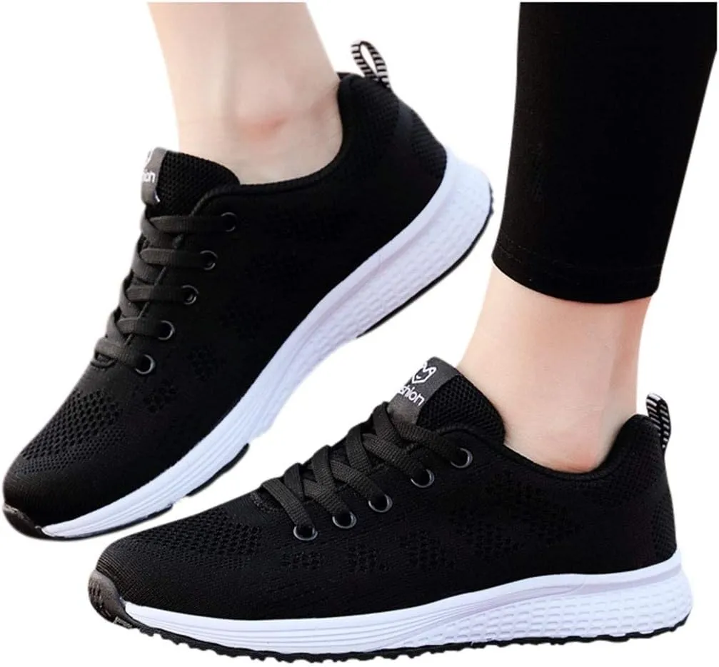 Women's Running Walking Tennis Shoes Comfortable Lace Up Running Shoes for Women Mesh Casual Tennis Shoes Chunky Sneakers Slip On Tennis Shoe Cross Trainer Shoe