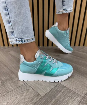 Wonders (SS25) Metallic Trainer with Elasticated Laces A-2464 - Trend Sea/ Celestial Bermuda (W14)